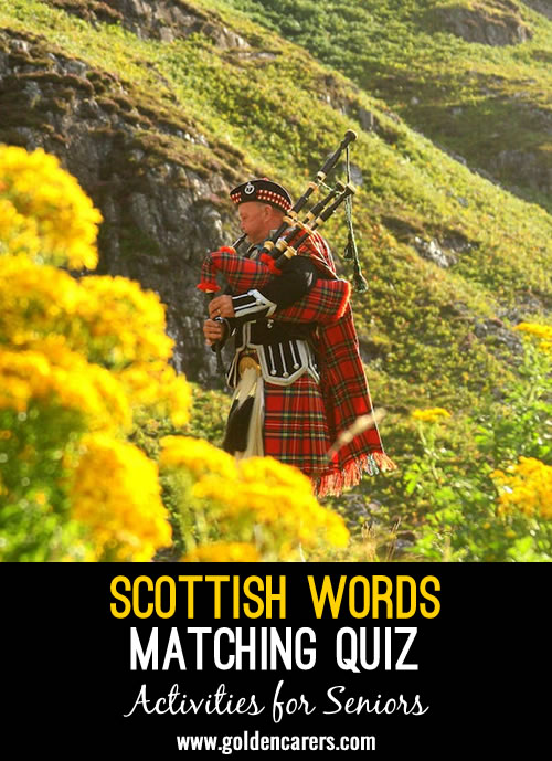 There are many glorious words and expressions north of the border. Can you match the Scottish words with their English equivalents?