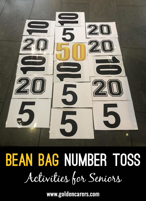 Print out the numbers 5, 10, 20, and 50.  You will need 4 copies of each number apart from the letter 50 - only one copy is needed.