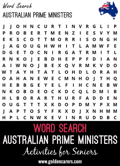 Can you find these Prime Ministers? They can be found forwards, backwards and diagonally. 