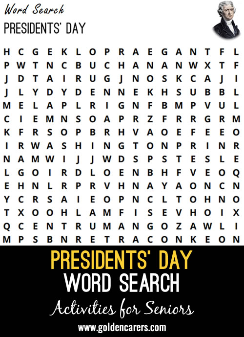 Here is a word search featuring presidents of the US!