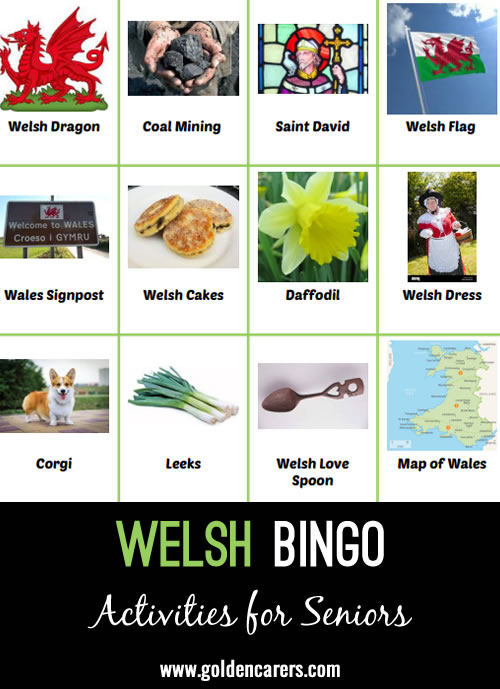 Here is a Welsh Bingo game to enjoy!