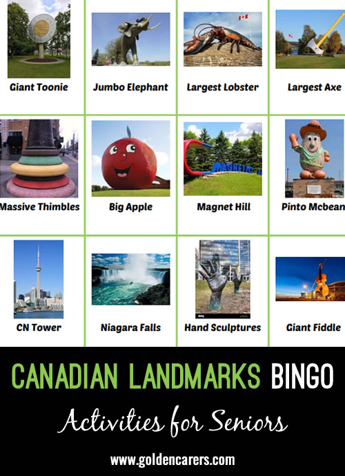Here is a Canadian Landmarks bingo game to enjoy!
