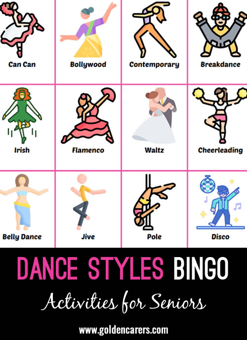 Here is a dance styles-themed bingo to enjoy!