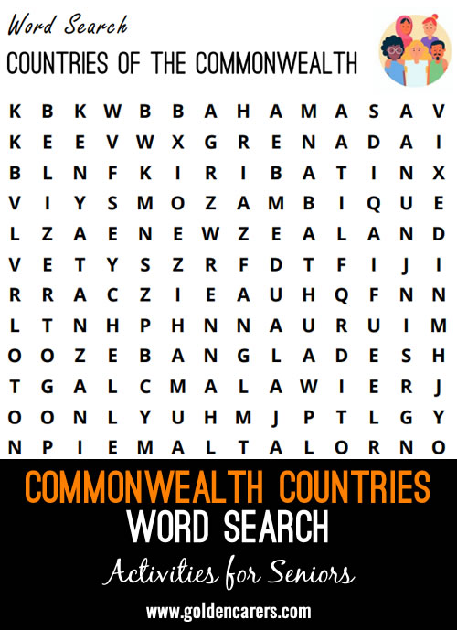 Find the countries of the Commonwealth in this word search!