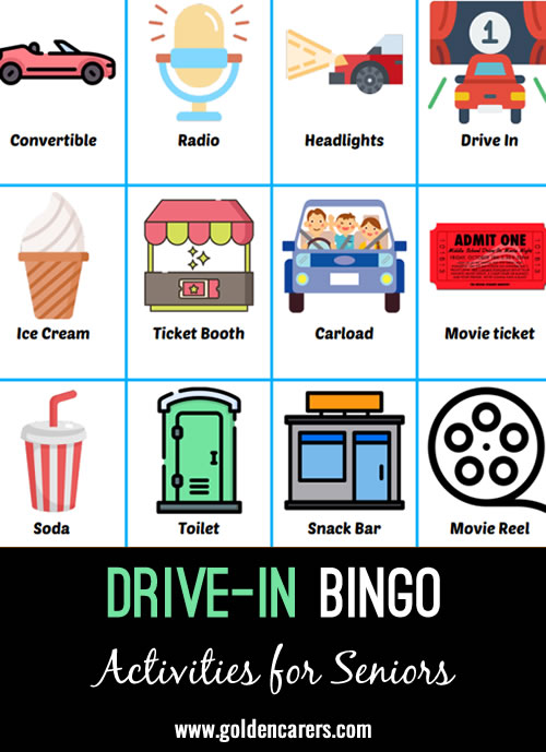 Here is a drive-in-themed bingo to enjoy!