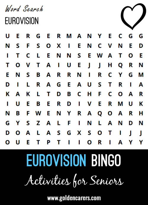 The countries of the Eurovision word search!
