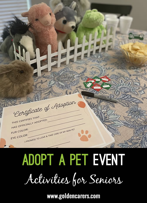 For this event, we bought stuffed animals for our residents to adopt!