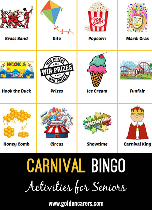 Bingo for Carnival/Mardi Gras