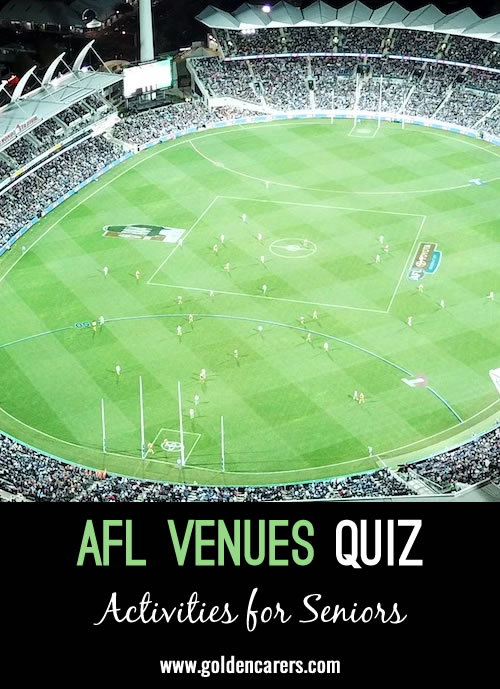 Here is an AFL-themed activity to enjoy. Match the stadiums to their locations!