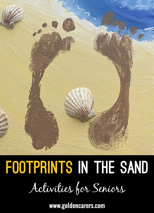 Create a canvas painting featuring your unique footprint on a sandy beach, celebrating the mark each of us leaves on the world.