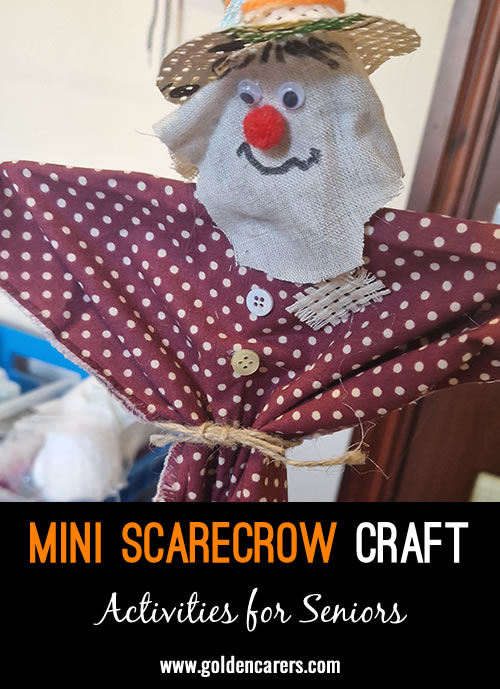 Cute, easy-to-make scarecrows using scrap materials. 