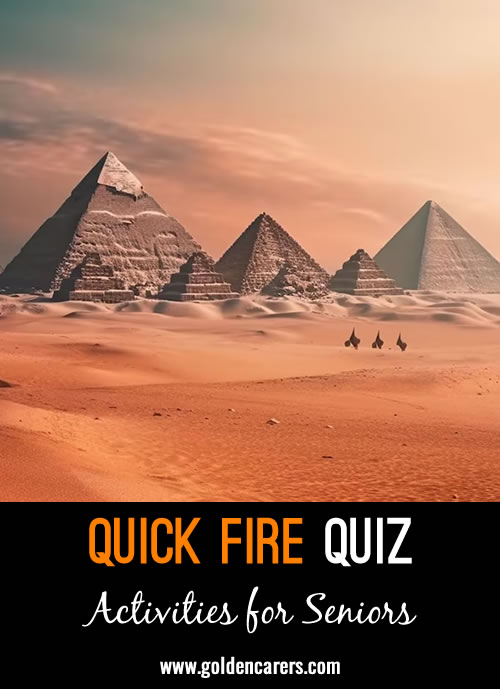 Here is a quick-fire quiz to enjoy - who, what or where! 5-10 minutes.