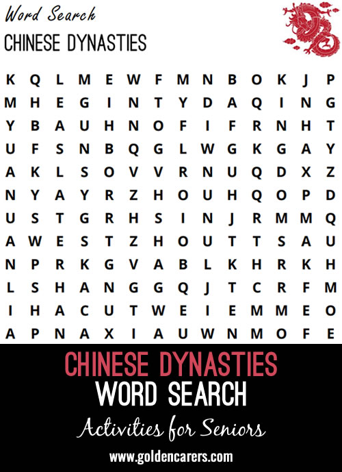 An Chinese-themed word search to enjoy!