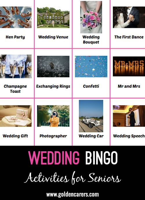Here is a wedding-themed bingo game to enjoy!
