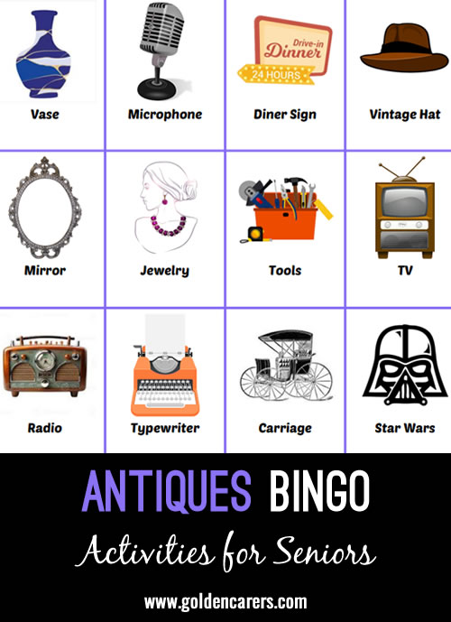 Here is an antiques-themed bingo game to enjoy!