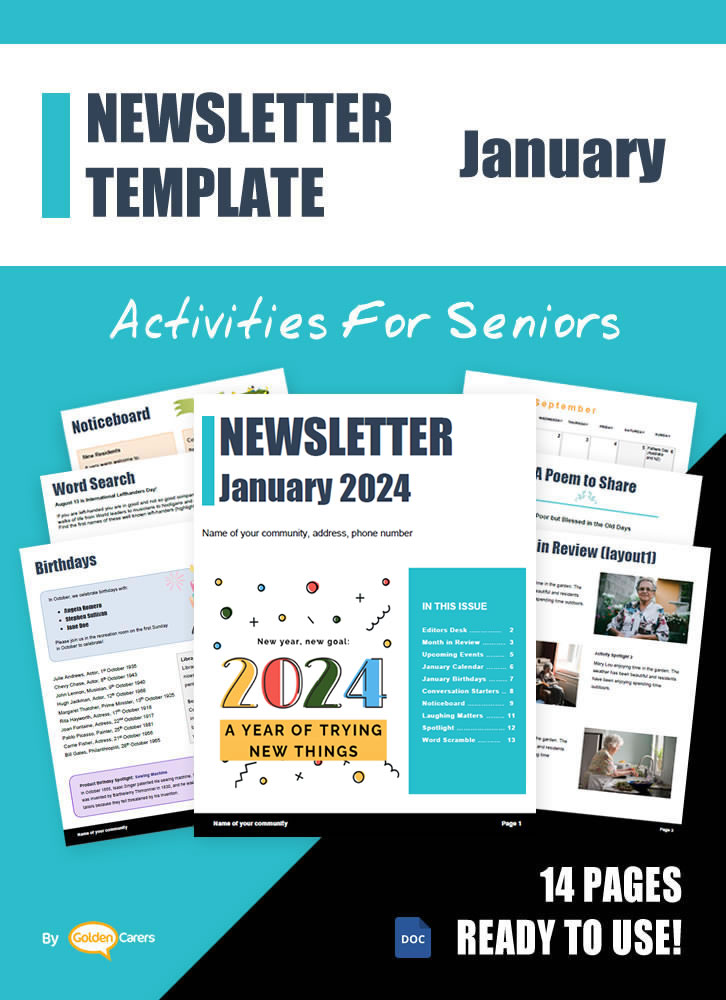 Here is a newsletter template for January 2024 in WORD format. So easy to edit and customize!