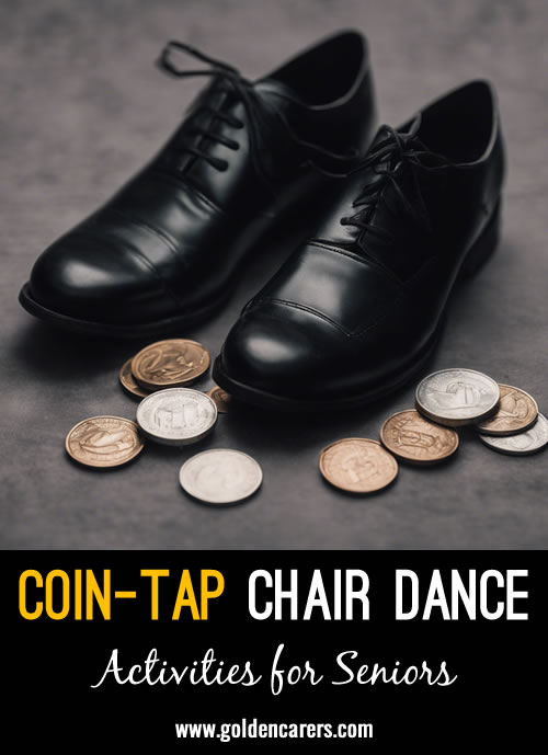 Transform regular shoes into tap dancing shoes by attaching coins to the soles with putty! This fun activity brings lively chair dancing to seniors, promoting physical activity and social interaction.