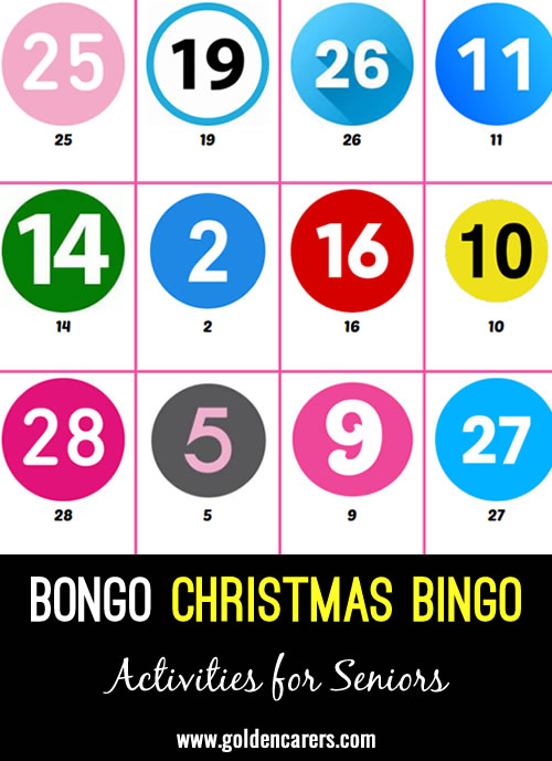 In this game, bingo numbers are linked to cheerful Christmas music numbers!