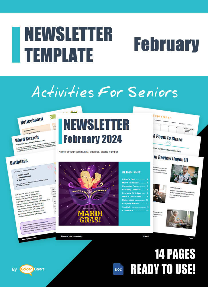 Here is a newsletter template for February 2024 in WORD format. So easy to edit and customize!
