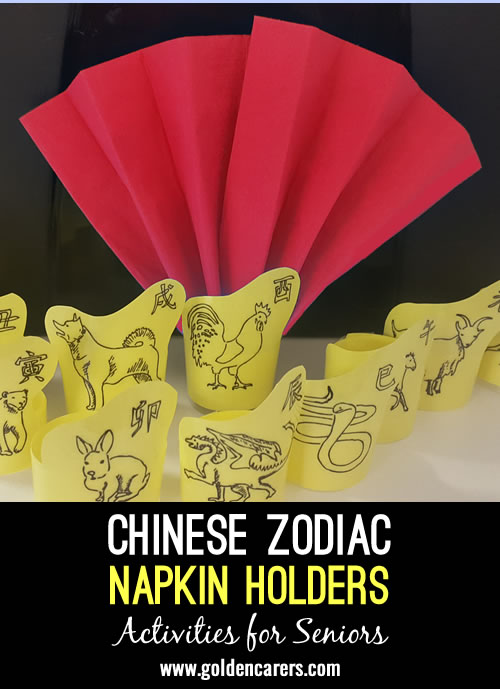 Napkin holders with the animals of the Chinese Zodiac.