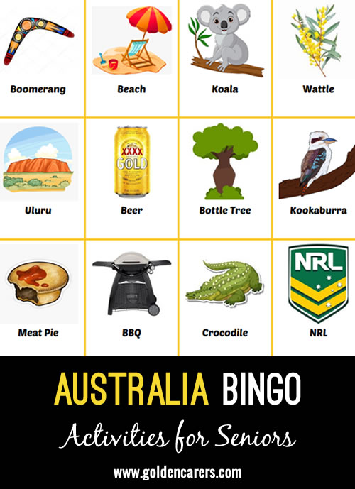 Here is an Australian-themed bingo to enjoy!