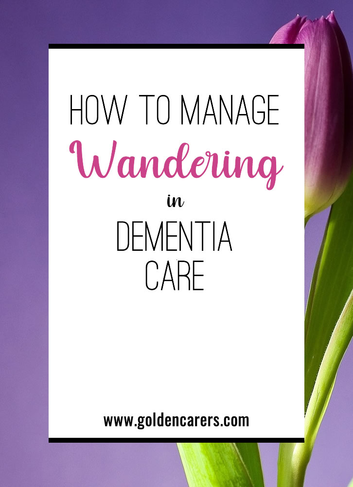 Wandering is a common challenge in dementia care. It can be aimless meandering, repetitive locomotion, or even purposeful movement that can lead to social problems such as getting lost or intruding into inappropriate spaces. 