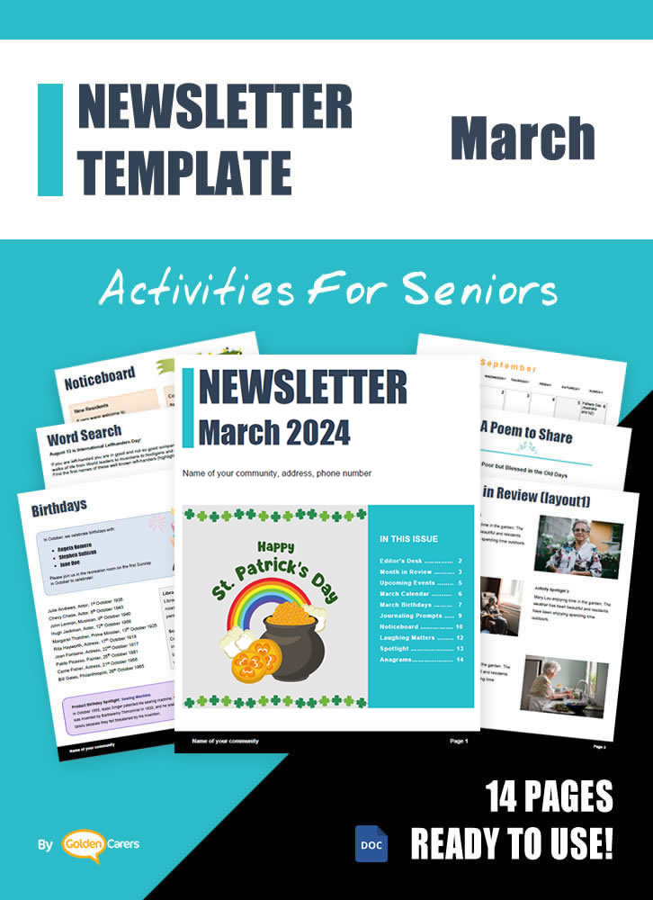 Here is a newsletter template for March 2024 in WORD format. So easy to edit and customize!