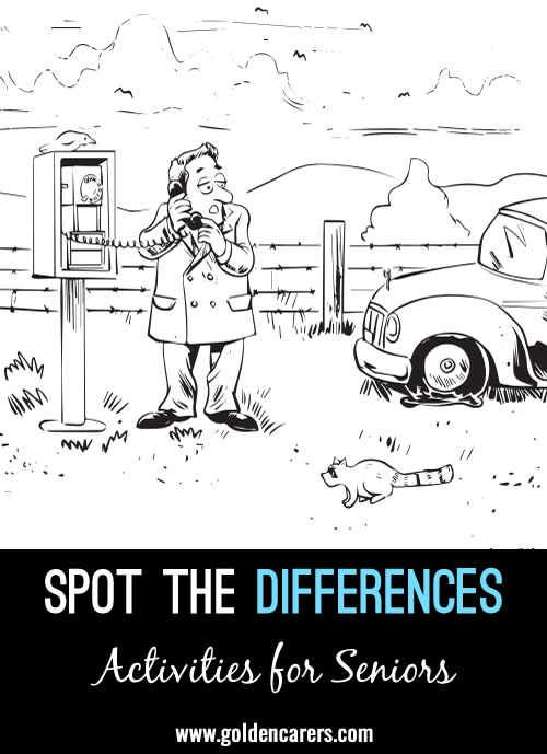Man on Phone: Another fun spot-the-differences activity for seniors!