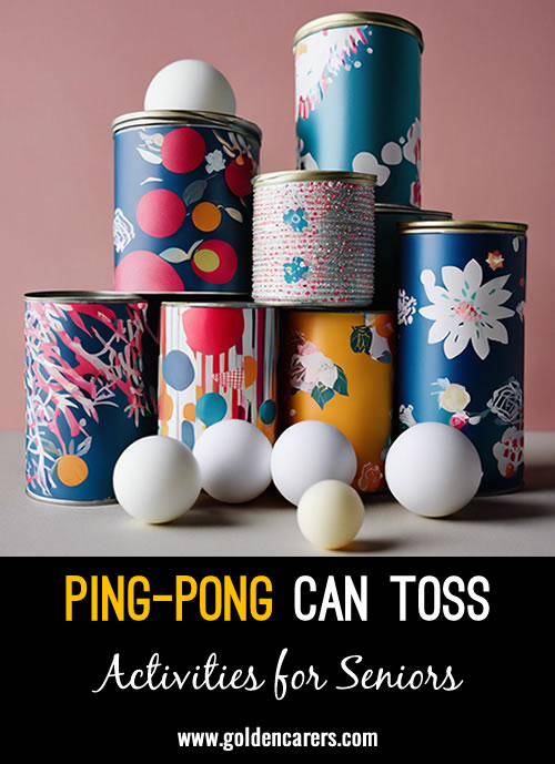 This game promotes physical activity by combining fun and fitness as participants toss ping-pong balls into cans.
