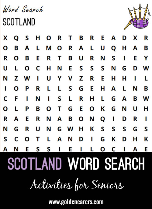 A Scottish-themed word search to enjoy!