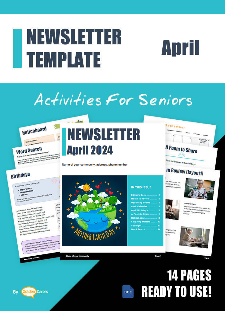 Here is a newsletter template for April 2024 in WORD format. So easy to edit and customize!