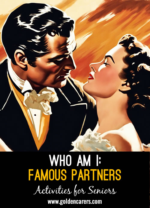 I used this as a Valentine's Day activity about couples.  There are partners from history, literature, and movies. I also little video clips waiting to reminisce about Lady and the Tramp and Star Wars from YouTube. 