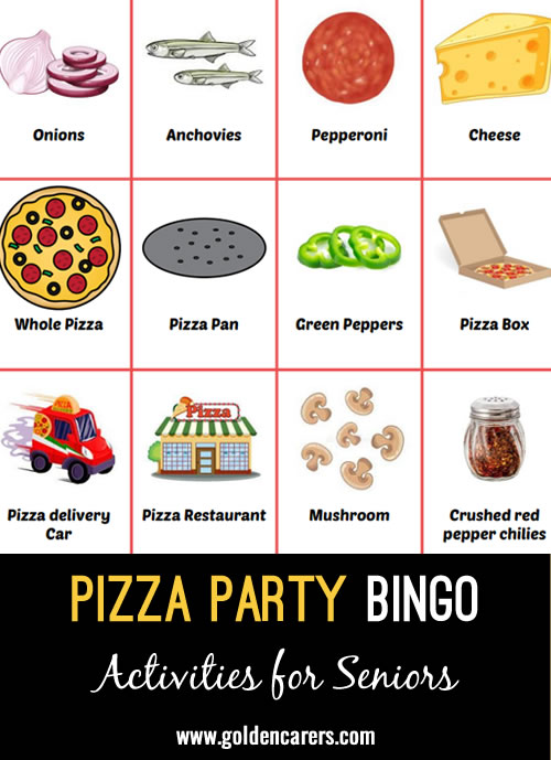 Here is a pizza party-themed bingo game to enjoy!