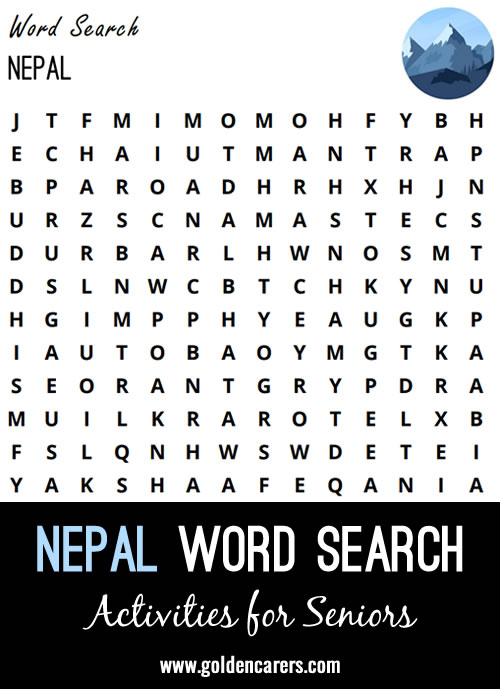 A Nepal-themed word search to enjoy!