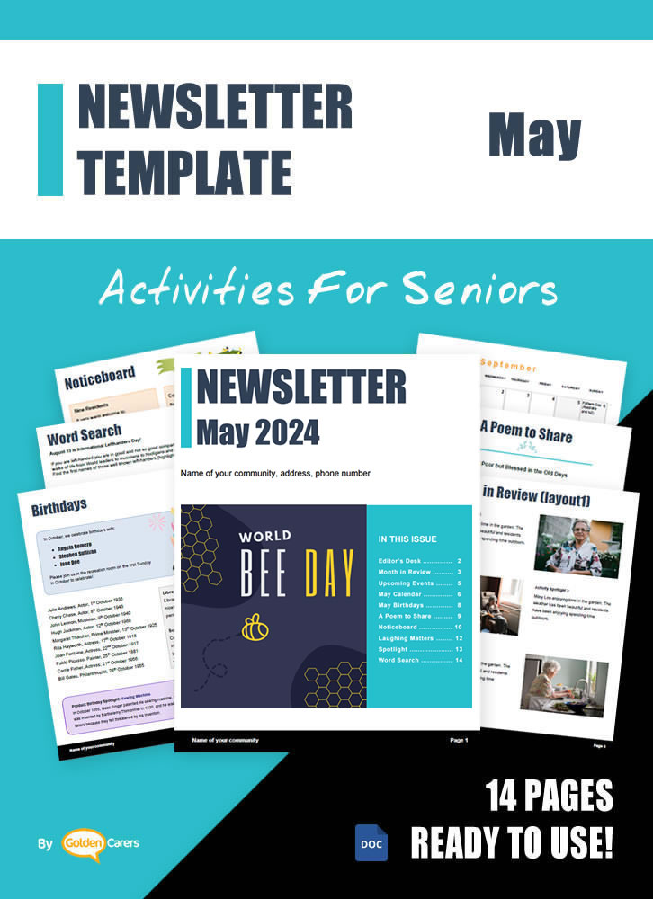 Here is a newsletter template for May 2024in WORD format. So easy to edit and customize!