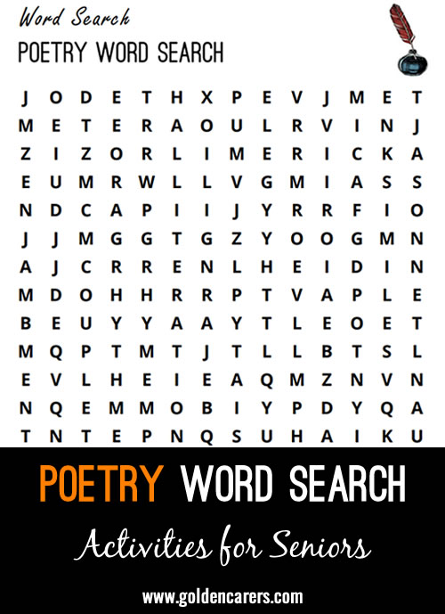 Here is a poetry-themed word search to enjoy!