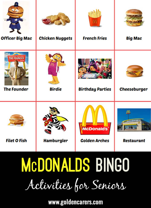 Here is a McDonald's-themed bingo game to enjoy.
