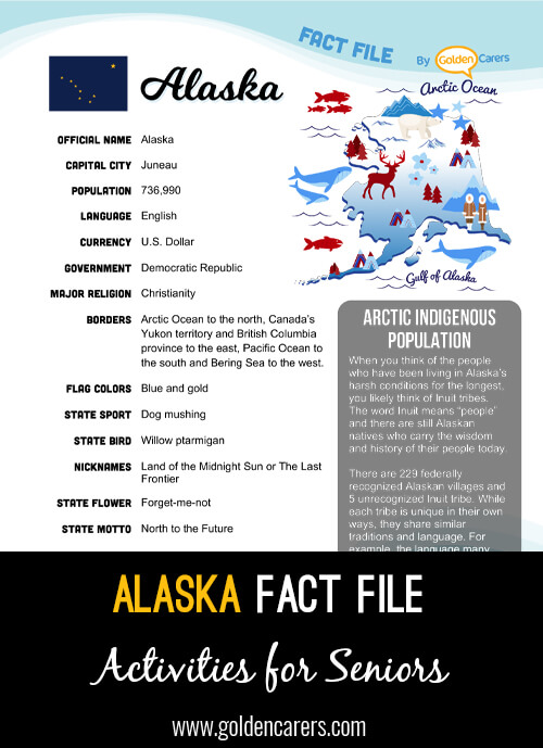 An attractive one-page fact file all about Alaska. Print, distribute and discuss!
