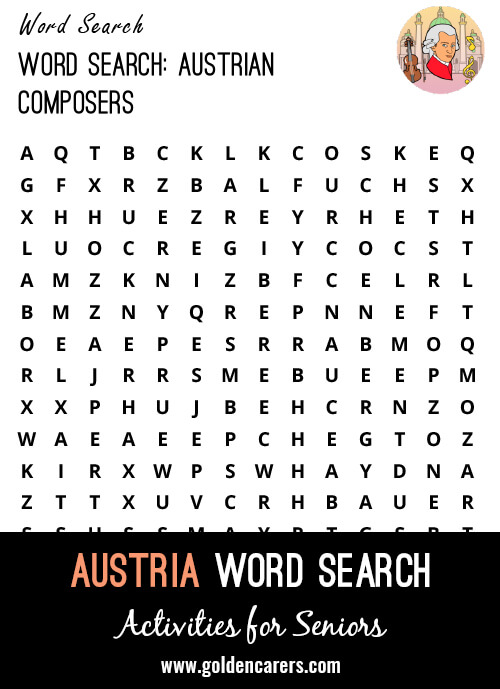 An Austrian-themed word search to enjoy!