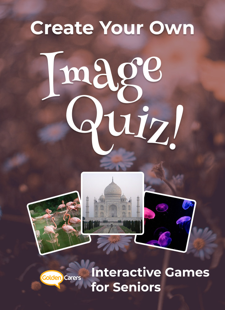 Create and print your own image quizzes and save them for future use! Delight your residents with quizzes based on their interests and background!