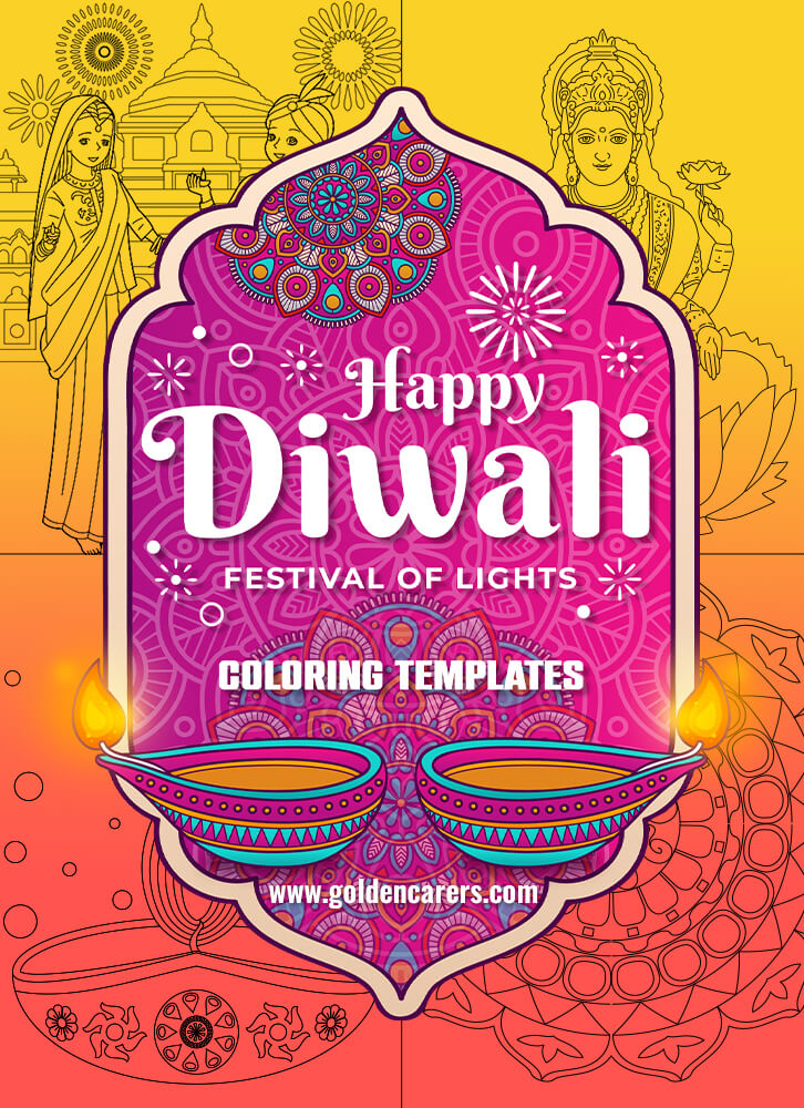 Diwali -  Festival of Lights coloring templates.