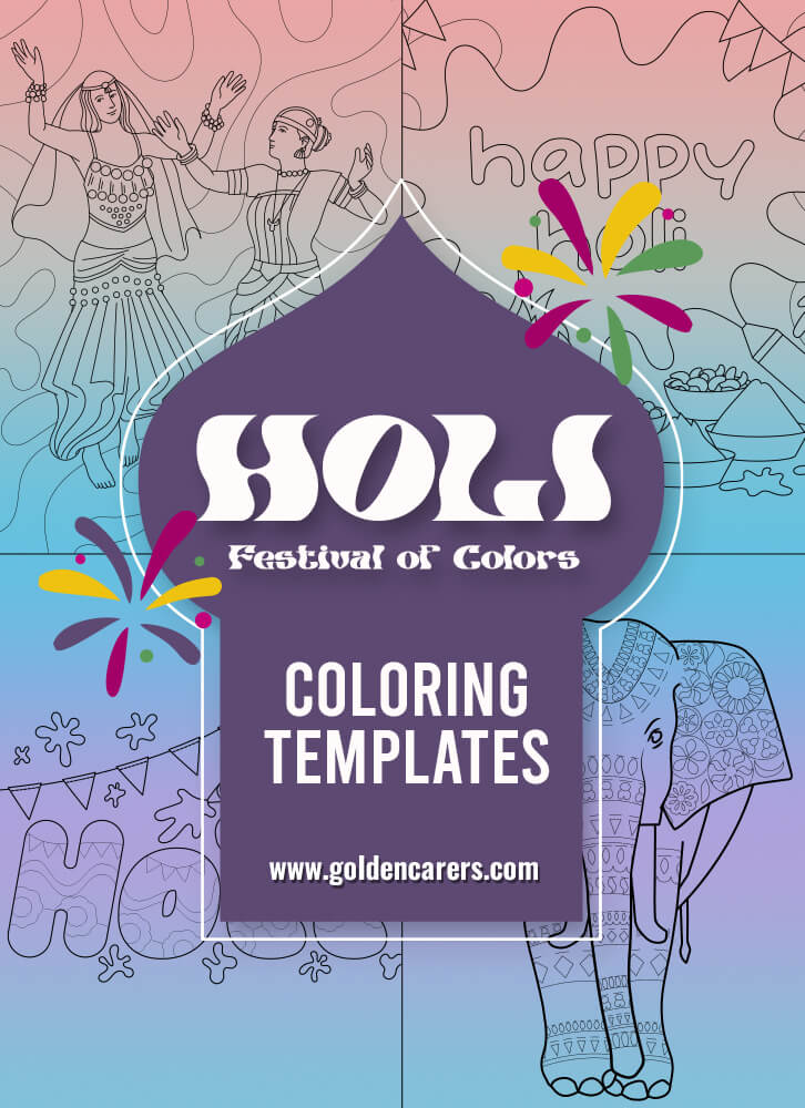 Holi -  Festival of Colors templates for coloring.