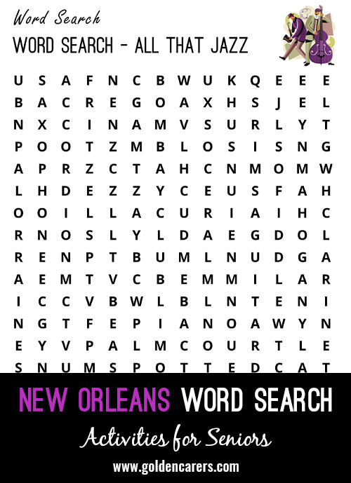 A New Orleans-themed word search to enjoy!