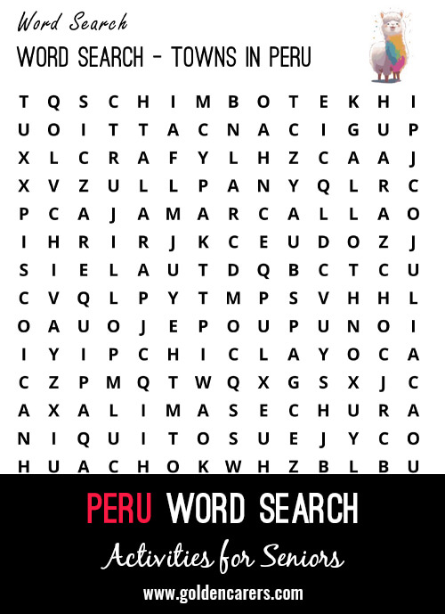 A Peruvian-themed word search to enjoy!