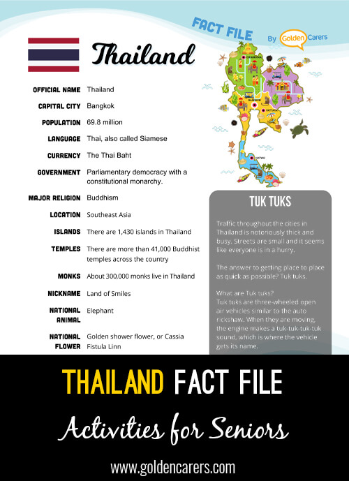 An attractive one-page fact file all about Thailand. Print, distribute and discuss!