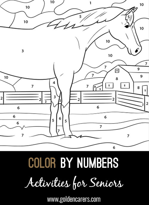 A color by number Horse activity to enjoy! Use the key provided to color each number and discover the completed image. 