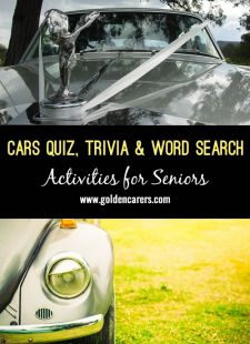 Cars Quiz, Trivia and Word Search