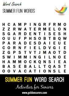 Summer Fun Words Word Search