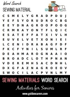 Sewing Materials Wordsearch