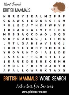 British Mammals Word Search